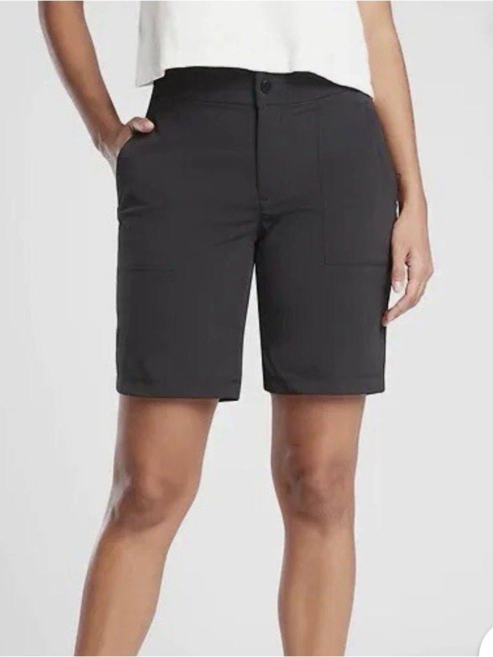 Athleta Trekkie North Mid Rise Bermuda Shorts Women's Black Size 14